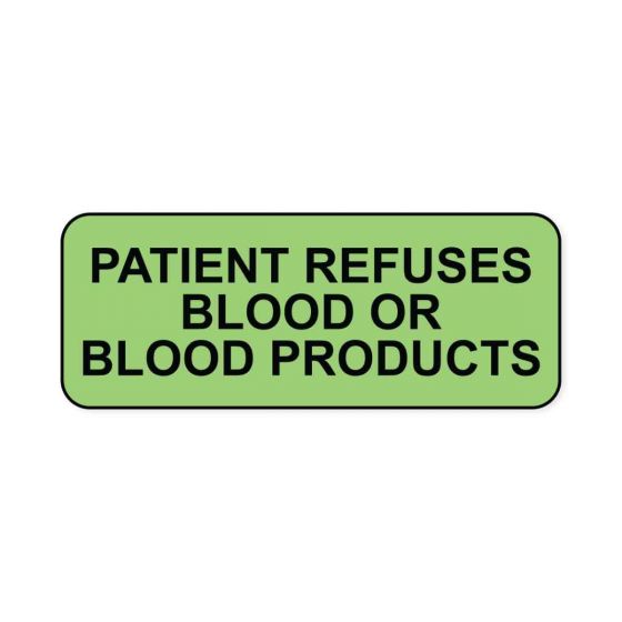 Lab Communication Label (Paper, Permanent) Patient Refuses  2 1/4"x7/8" Fluorescent Green - 1000 per Roll