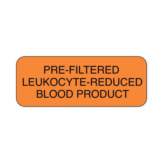 Lab Communication Label (Paper, Permanent) Pre-filteRed Leukocyte  2 1/4"x7/8" Fluorescent Orange - 1000 per Roll