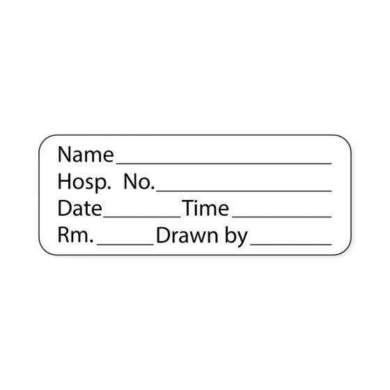 Lab Communication Label (Paper, Permanent) Name ___ Hosp. No.  2 1/4"x7/8" White - 1000 per Roll