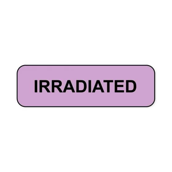 Lab Communication Label (Paper, Permanent) Irradiated  1 1/4"x3/8" Lavender - 1000 per Roll