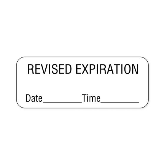 Lab Communication Label (Paper, Permanent) Revised Expiration  2 1/4"x7/8" White - 1000 per Roll
