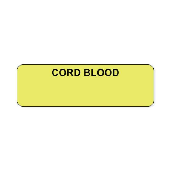 Lab Communication Label (Paper, Permanent) Cord Blood  2 7/8"x7/8" Fluorescent Yellow - 1000 per Roll