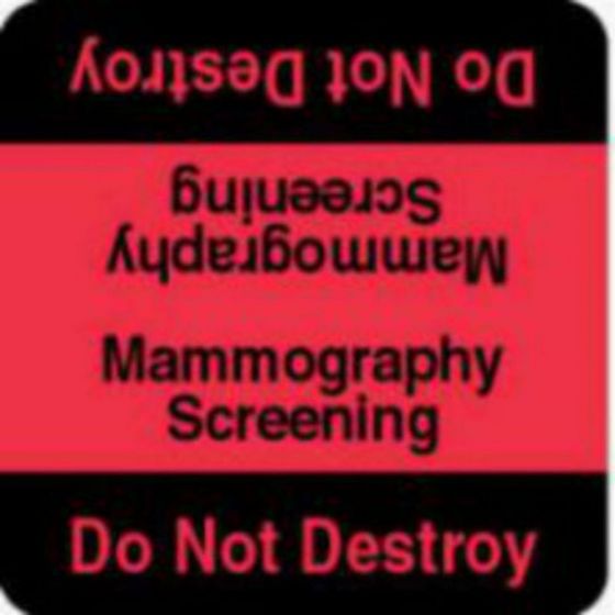 Label Wraparound Paper Permanent Mammography Screening 1-7/8" x 1-7/8" Red and Black, 1000 per Roll