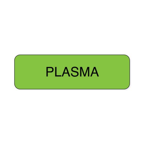 Lab Communication Label (Paper, Permanent) Plasma  1 1/4"x3/8" Fluorescent Green - 1000 per Roll