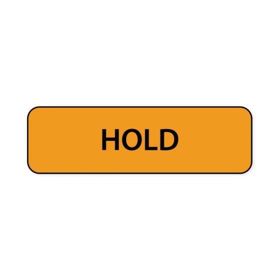 Lab Communication Label (Paper, Permanent) Hold  1 1/4"x3/8" Fluorescent Orange - 1000 per Roll