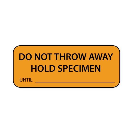 Lab Communication Label (Paper, Permanent) Do Not Throw Away Hold  2 1/4"x7/8" Fluorescent Orange - 1000 per Roll