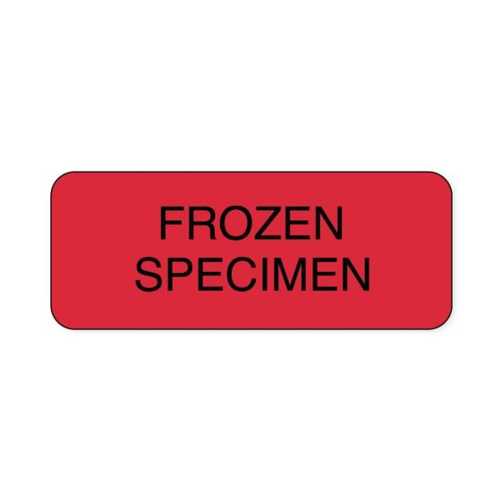 Lab Communication Label (Paper, Permanent) Frozen Specimen  2 1/4"x7/8" Fluorescent Red - 1000 per Roll