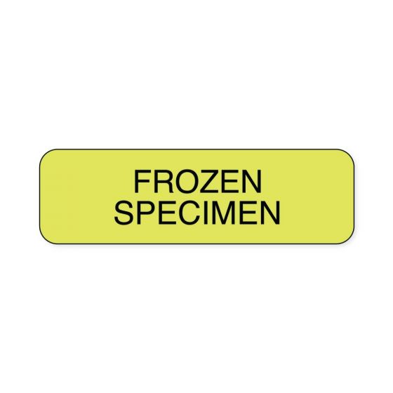 Lab Communication Label (Paper, Permanent) Frozen Specimen  1 1/4"x3/8" Fluorescent Yellow - 1000 per Roll