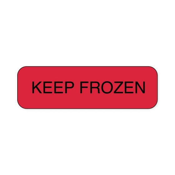 Lab Communication Label (Paper, Permanent) Keep Frozen  1 1/4"x3/8" Fluorescent Red - 1000 per Roll
