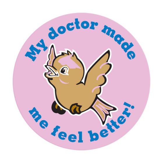 Label Pediatric Award Sticker Paper Permanent My Doctor Made Me Feel Better Pink, 250 per Roll
