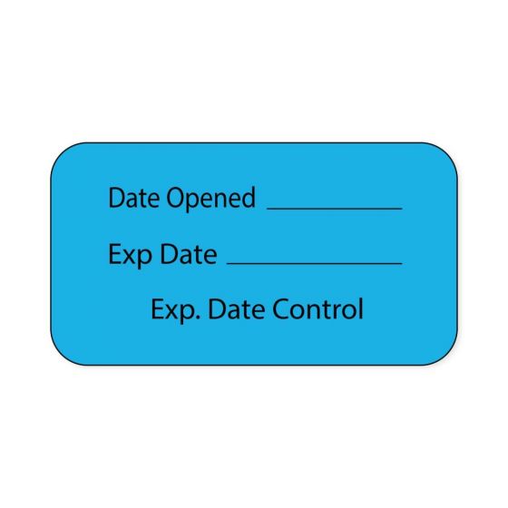 Lab Communication Label (Paper, Permanent) Date Opened ___  1 5/8"x7/8" Blue - 1000 per Roll