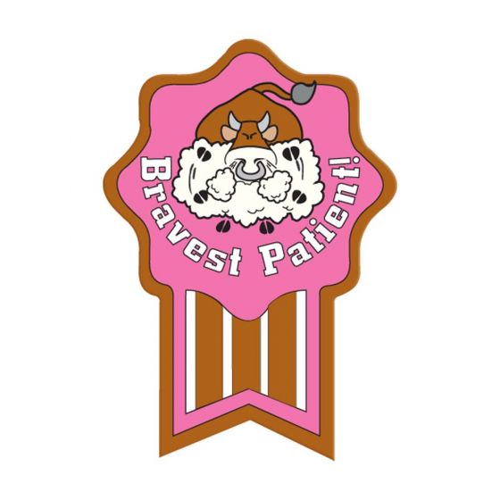 Label Pediatric Award Sticker Paper Permanent Bravest Patient! Pink, 250 per Roll