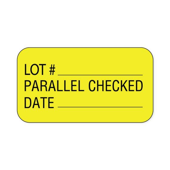 Lab Communication Label (Paper, Permanent) Lot # ___  1 5/8"x7/8" Yellow - 1000 per Roll