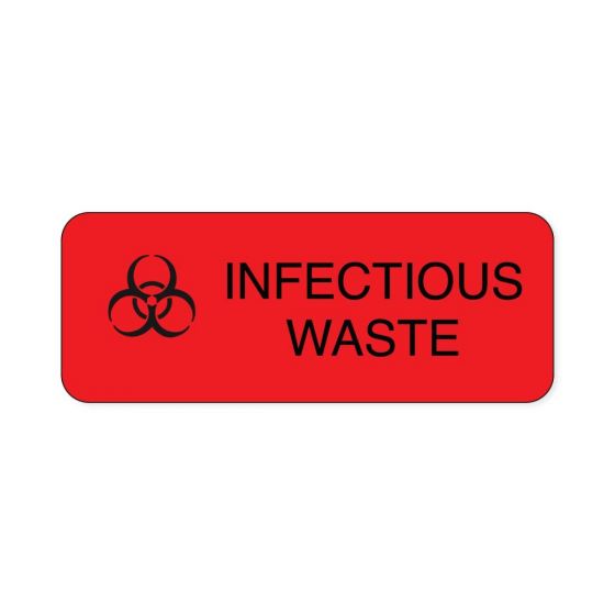 Hazard Label (Paper, Permanent) Biohazard Infectious  2 1/4"x7/8" Fluorescent Red - 1000 Labels per Roll