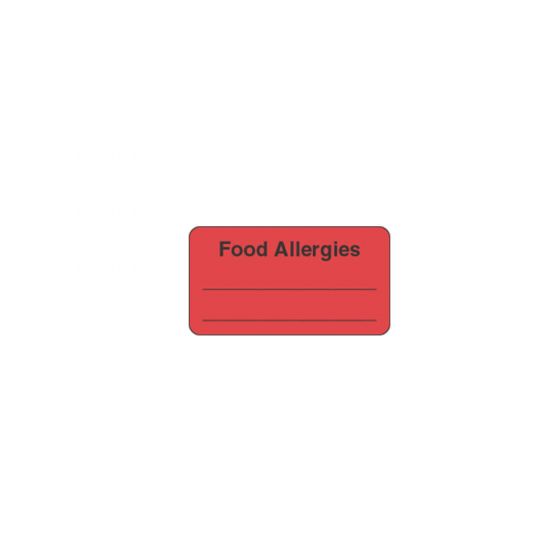 Label Paper Permanent Food Allergies  1 5/8"x7/8" Fl. Red 1000 per Roll