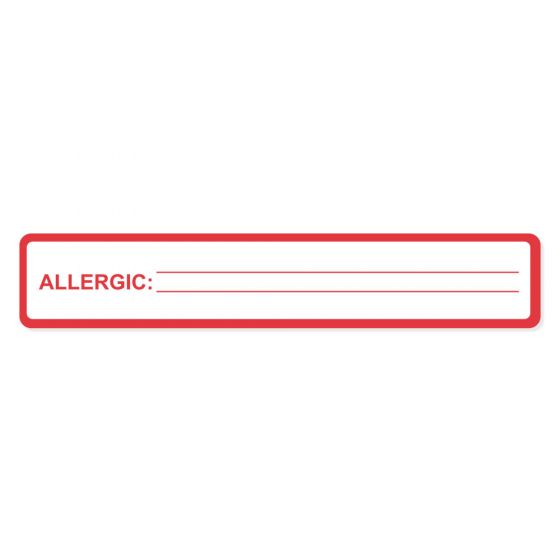 Label Paper Permanent Allergic  5-1/2"x1" White with Red 500 per Roll