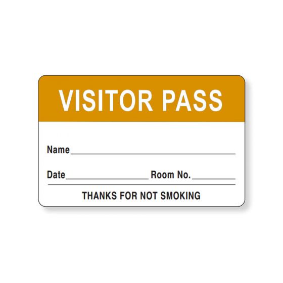 Visitor Pass Label Paper Removable "Visitor Pass Name" 1-1/2" Core 2-3/4" x 1-3/4" Orange, 1000 per Roll