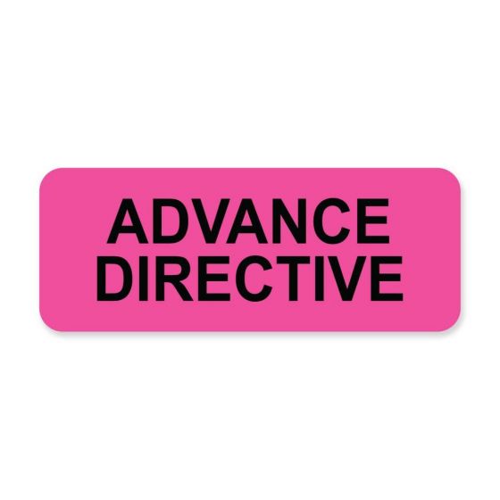 Label Paper Permanent Advance Directive   2 1/4" X 7/8" Fl. Pink 1000 Per Roll