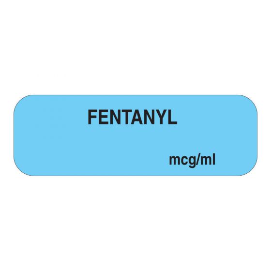 Anesthesia Label (Paper, Permanent) Fentanyl mcg/ml 1 1/2" x 1/2" Light Blue - 1000 per Roll