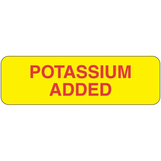 Communication Label (Paper, Permanent) Potassium Added 2 7/8" x 7/8" Yellow - 1000 per Roll