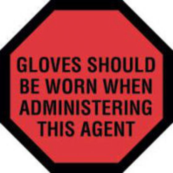 Communication Label (Paper, Permanent) Gloves Should Be Fluorescent Red - 1000 per Roll