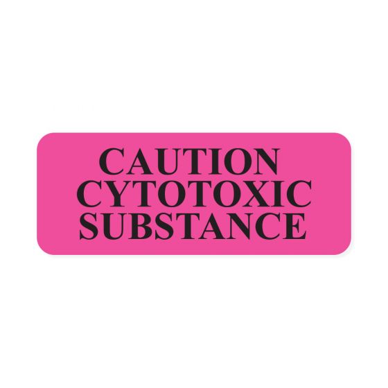 Communication Label (Paper, Permanent) Caution Cytotoxic 2-1/4" x 7/8" Fluorescent Pink - 1000 per Roll