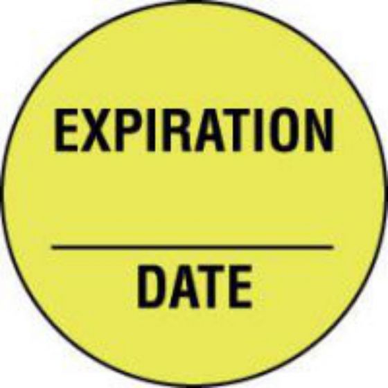 Communication Label (Paper, Permanent) Expiration Fluorescent Yellow - 1000 per Roll