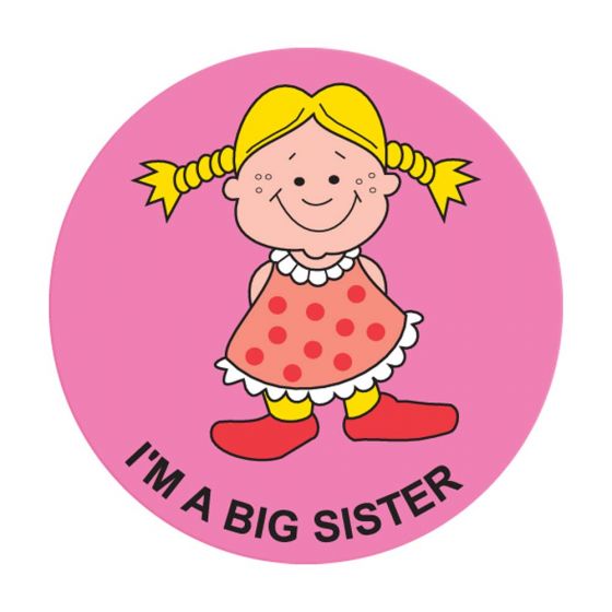 Label Pediatric Award Sticker Paper Permanent Im a Big Sister Pink, 250 per Roll