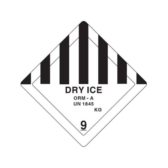 LABEL PAPER PERMANENT DRY ICE ORM - A, 3" CORE, 4" X 4, WHITE AND BLACK, 250 PER ROLL
