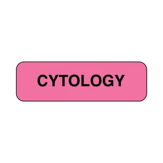 Lab Communication Label (Paper, Permanent) Cytology  1 1/4"x3/8" Fluorescent Pink - 1000 per Roll