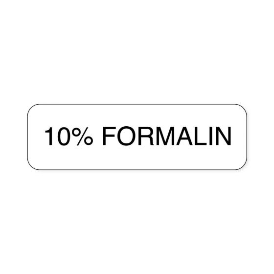 Hazard Label (Paper, Permanent) 10% Formalin  1 1/4"x3/8" White - 1000 Labels per Roll