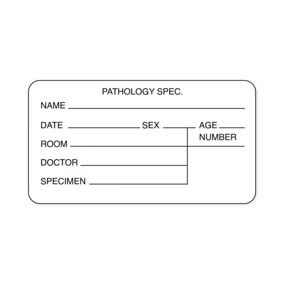 Lab Communication Label (Paper, Permanent) Pathology Spec. Name  3"x1 5/8" White - 1000 per Roll