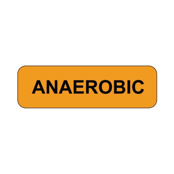 Lab Communication Label (Paper, Permanent) Anaerobic  1 1/4"x3/8" Fluorescent Orange - 1000 per Roll