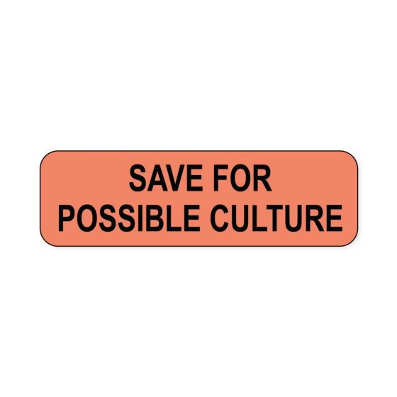Lab Communication Label (Paper, Permanent) Save for Possible  1 1/4"x3/8" Fluorescent Pink - 1000 per Roll