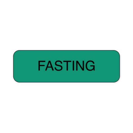 Lab Communication Label (Paper, Permanent) Fasting  1 1/4"x3/8" Green - 1000 per Roll