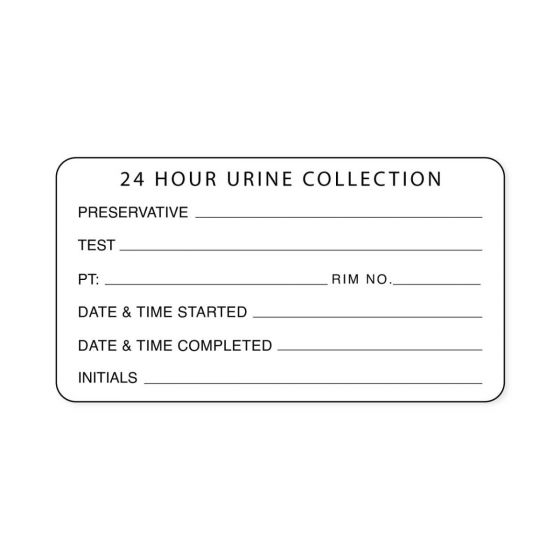 Lab Communication Label (Paper, Permanent) 24 Hour Urine  3"x1 5/8" White - 1000 per Roll
