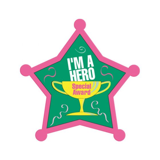 Label Pediatric Award Sticker Paper Permanent I'm a Hero Green, 250 per Roll