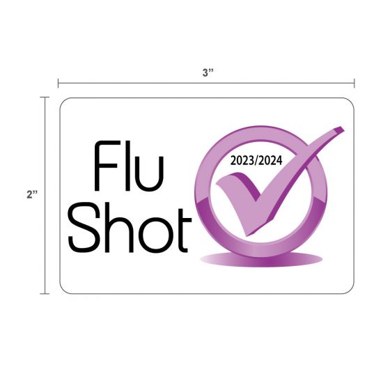 Flut shot validation label for 2023 to 2024 in 3 by 2 inches