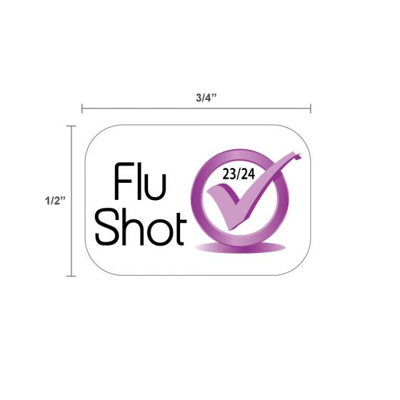 2023 to 2023 flu shot label checkmark