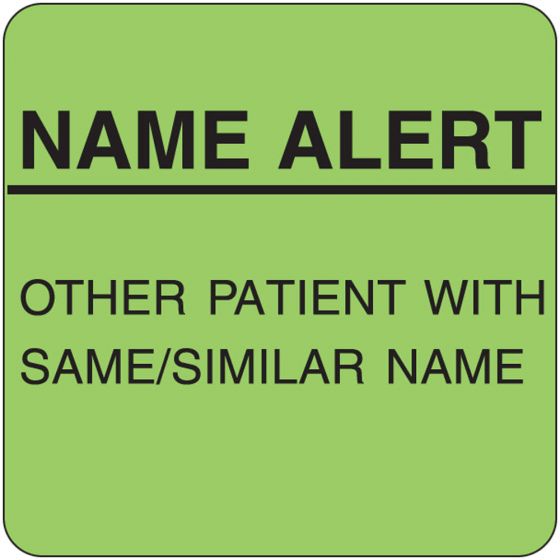 Label Paper Removable Name Alert Other 1 7/8" x 1 7/8" Fl. Green, 1000 per Roll