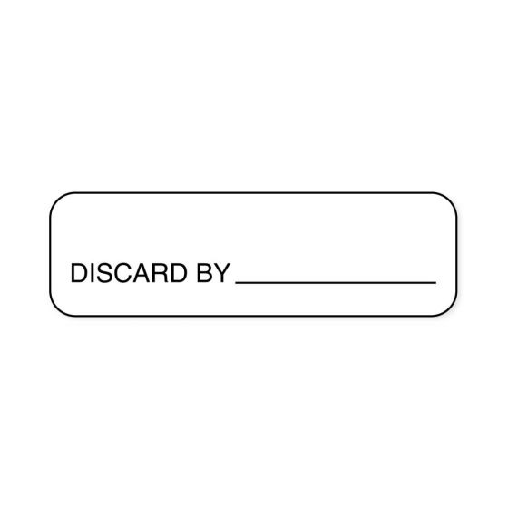 Communication Label (Paper, Permanent) Discard By 1 1/4" x 3/8" White - 1000 per Roll