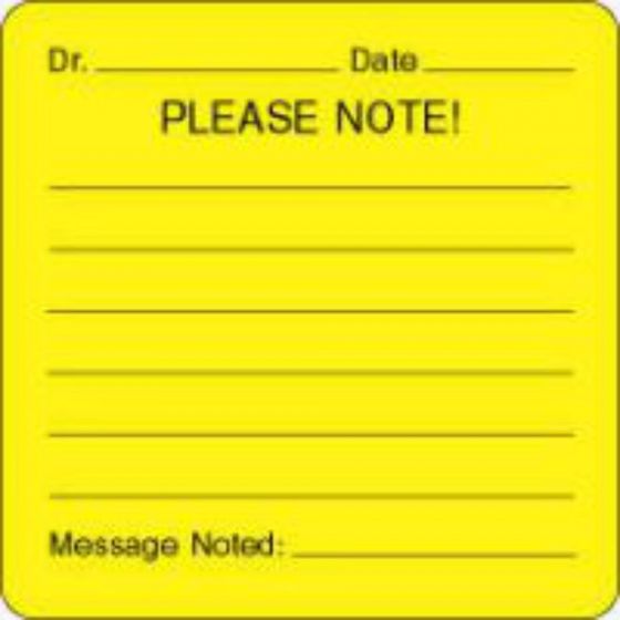 Label Paper Permanent Dr.___ Date  2 1/2"x2 1/2" Fl. Yellow 500 per Roll