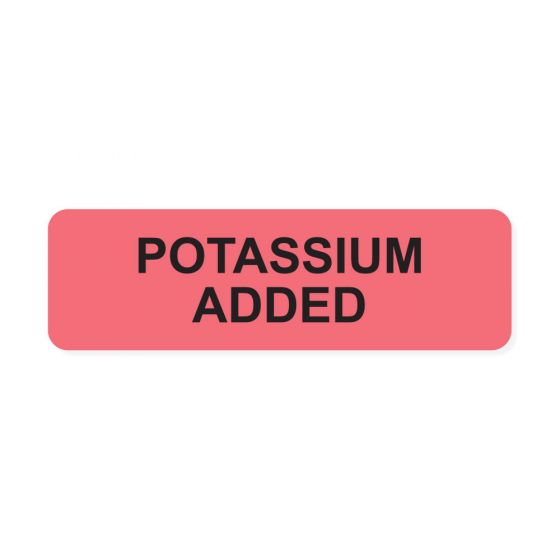 Communication Label (Paper, Permanent) Potassium Added 2-7/8" x 7/8" Fluorescent Red - 1000 per Roll