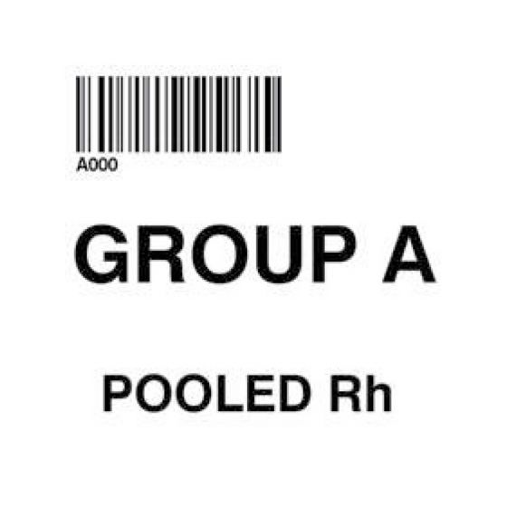 ISBT 128 Label (Synthetic, Permanent) "Group A Pooled Rh'' 2"x2" White - 500 per Roll