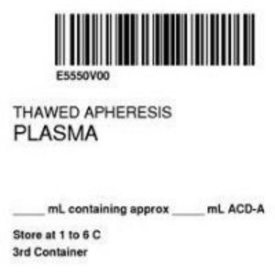 ISBT 128 Label (Synthetic, Permanent) "Thawed Aphersis'' 2"x2" White - 500 per Roll