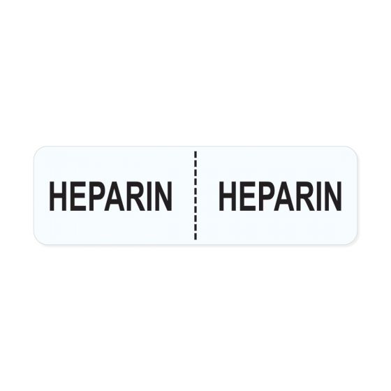 IV Label Wraparound Paper Permanent Heparin | Heparin  2-7/8"x7/8" White 1000 per Roll