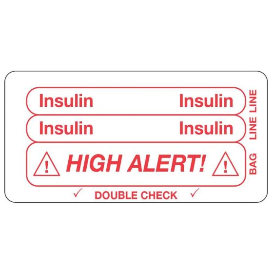IV Label Piggyback Paper Permanent Insulin 3" Core 1 1/2"x3 White 1000 per Roll