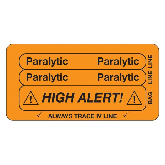 IV Label Piggyback Paper Permanent Paralytic Paralytic 3" Core 1 1/2"x3 Fl. Orange 1000 per Roll