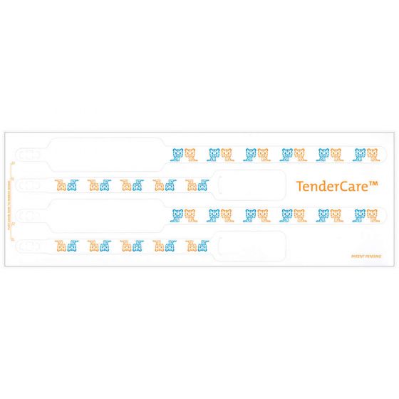 Tendercare® Thermal Wristband 4pt Mother, Father, Baby Set Adhesive Closure 11" L X 1" H (Adult) 8" L X 7/8" H (Infant) White With Tigers, 400 per Box