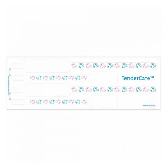 Tendercare® Thermal Patient ID Wristbands, 4-Part Mother, Father, Baby Set, 1.5" Core, Ducks